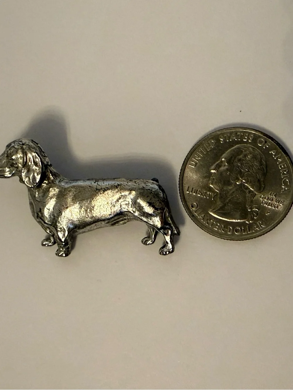 Silver Dachshund Dog Pin handcrafted by Christina and George Bauer NH brooch NEW